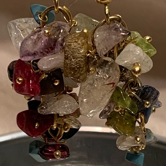 Boho Beautiful! Mixed Stones Dangle Earrings - Handmade - Picture 3 of 4